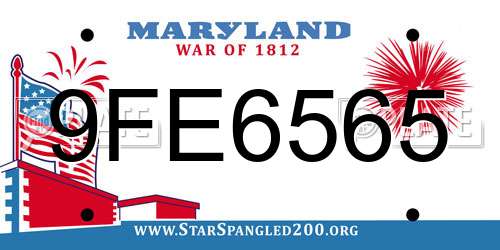 9FE6565 Maryland License Plate