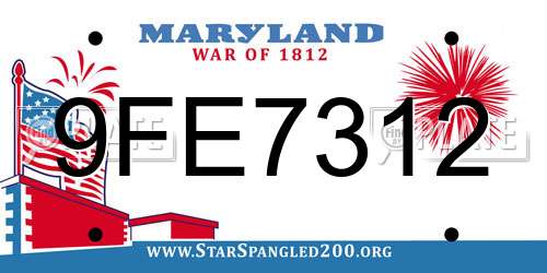 9FE7312 Maryland License Plate