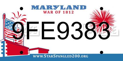 9FE9383 Maryland License Plate