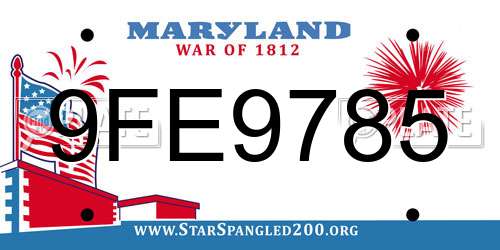 9FE9785 Maryland License Plate