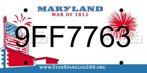 9FF7763 Maryland License Plate