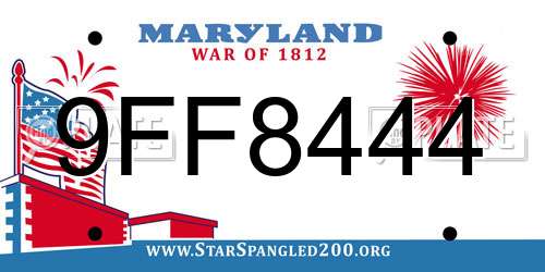9FF8444 Maryland License Plate