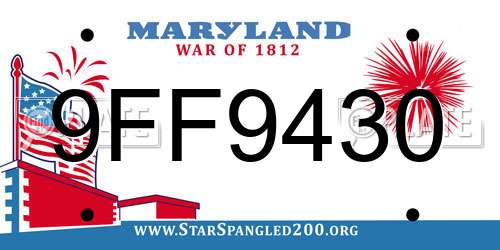 9FF9430 Maryland License Plate