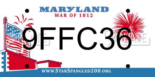 9FFC36 Maryland License Plate