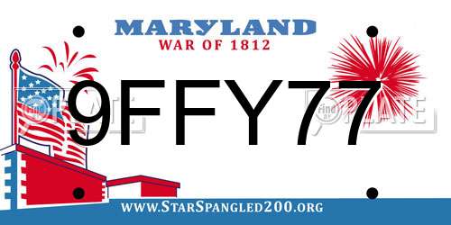 9FFY77 Maryland License Plate