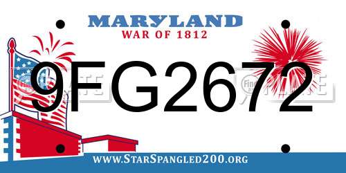 9FG2672 Maryland License Plate
