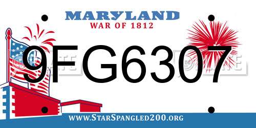 9FG6307 Maryland License Plate