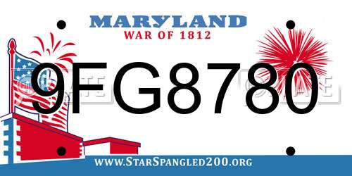 9FG8780 Maryland License Plate