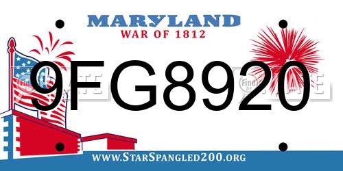 9FG8920 Maryland License Plate