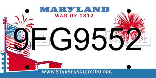 9FG9552 Maryland License Plate