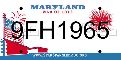 9FH1965 Maryland License Plate