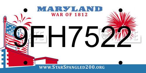9FH7522 Maryland License Plate