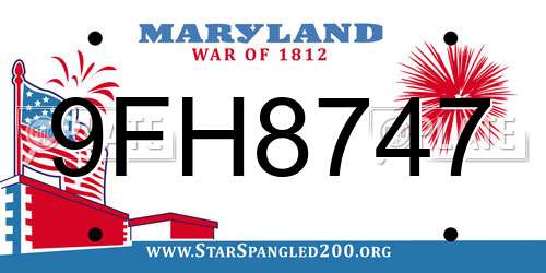 9FH8747 Maryland License Plate