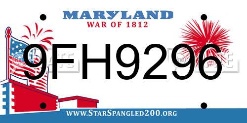 9FH9296 Maryland License Plate