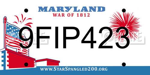 9FIP423 Maryland License Plate