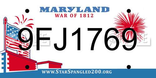 9FJ1769 Maryland License Plate