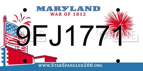 9FJ1771 Maryland License Plate