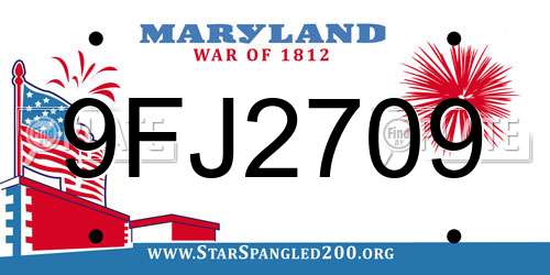 9FJ2709 Maryland License Plate