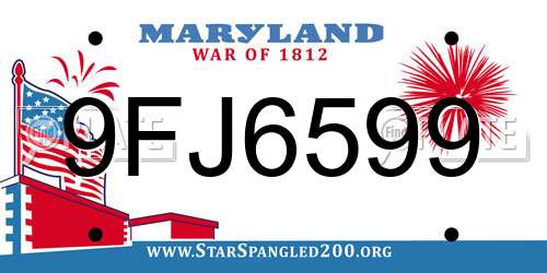 9FJ6599 Maryland License Plate