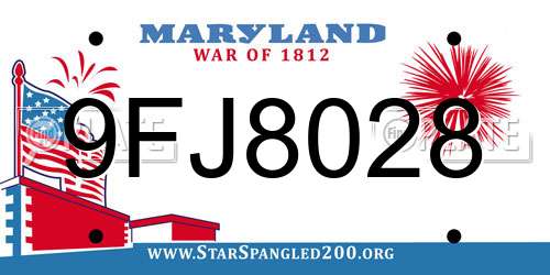 9FJ8028 Maryland License Plate