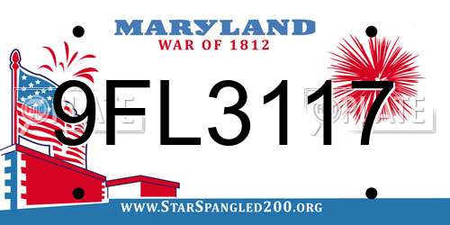 9FL3117 Maryland License Plate