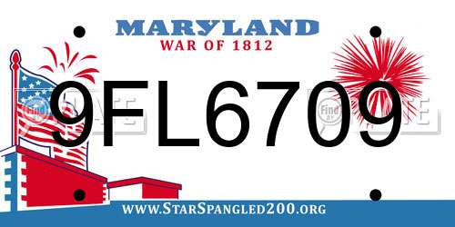 9FL6709 Maryland License Plate