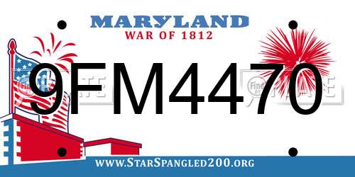 9FM4470 Maryland License Plate