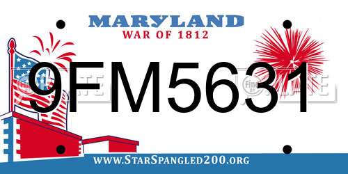 9FM5631 Maryland License Plate