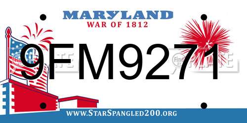 9FM9271 Maryland License Plate