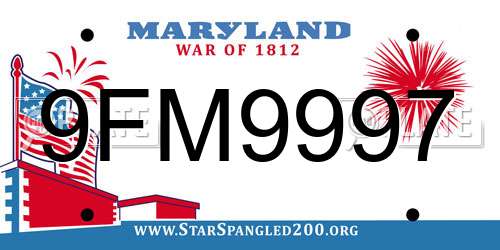 9FM9997 Maryland License Plate