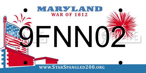 9FNN02 Maryland License Plate