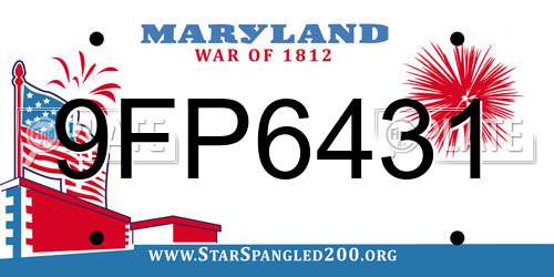 9FP6431 Maryland License Plate