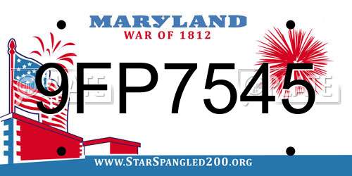 9FP7545 Maryland License Plate