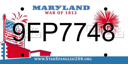 9FP7748 Maryland License Plate