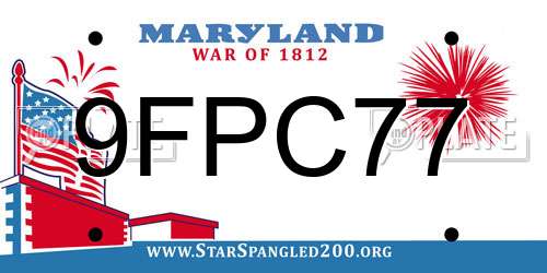9FPC77 Maryland License Plate