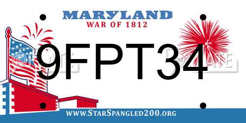 9FPT34 Maryland License Plate