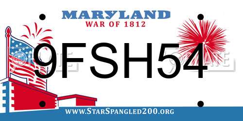 9FSH54 Maryland License Plate