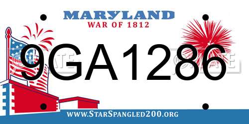 9GA1286 Maryland License Plate