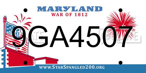 9GA4507 Maryland License Plate