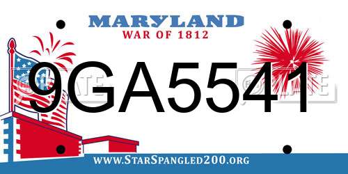9GA5541 Maryland License Plate