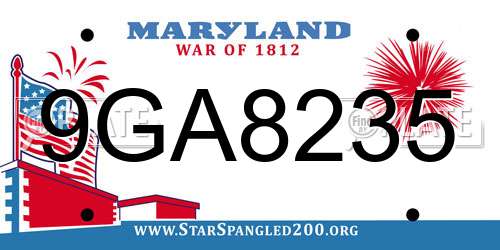 9GA8235 Maryland License Plate