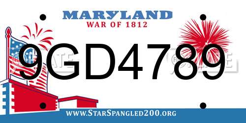 9GD4789 Maryland License Plate