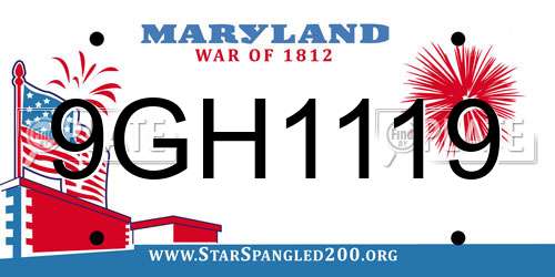 9GH1119 Maryland License Plate