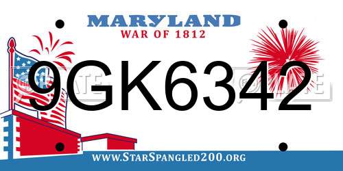 9GK6342 Maryland License Plate