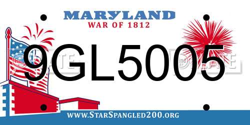 9GL5005 Maryland License Plate