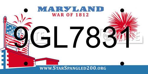 9GL7831 Maryland License Plate