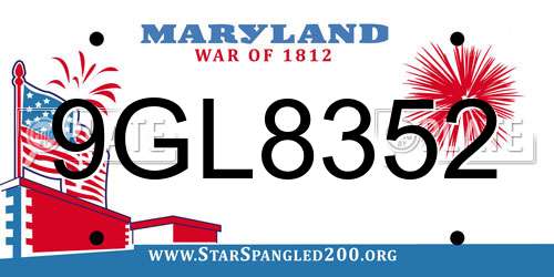 9GL8352 Maryland License Plate