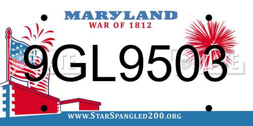 9GL9503 Maryland License Plate