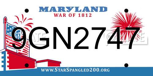 9GN2747 Maryland License Plate