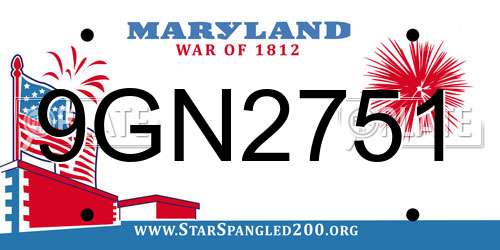 9GN2751 Maryland License Plate